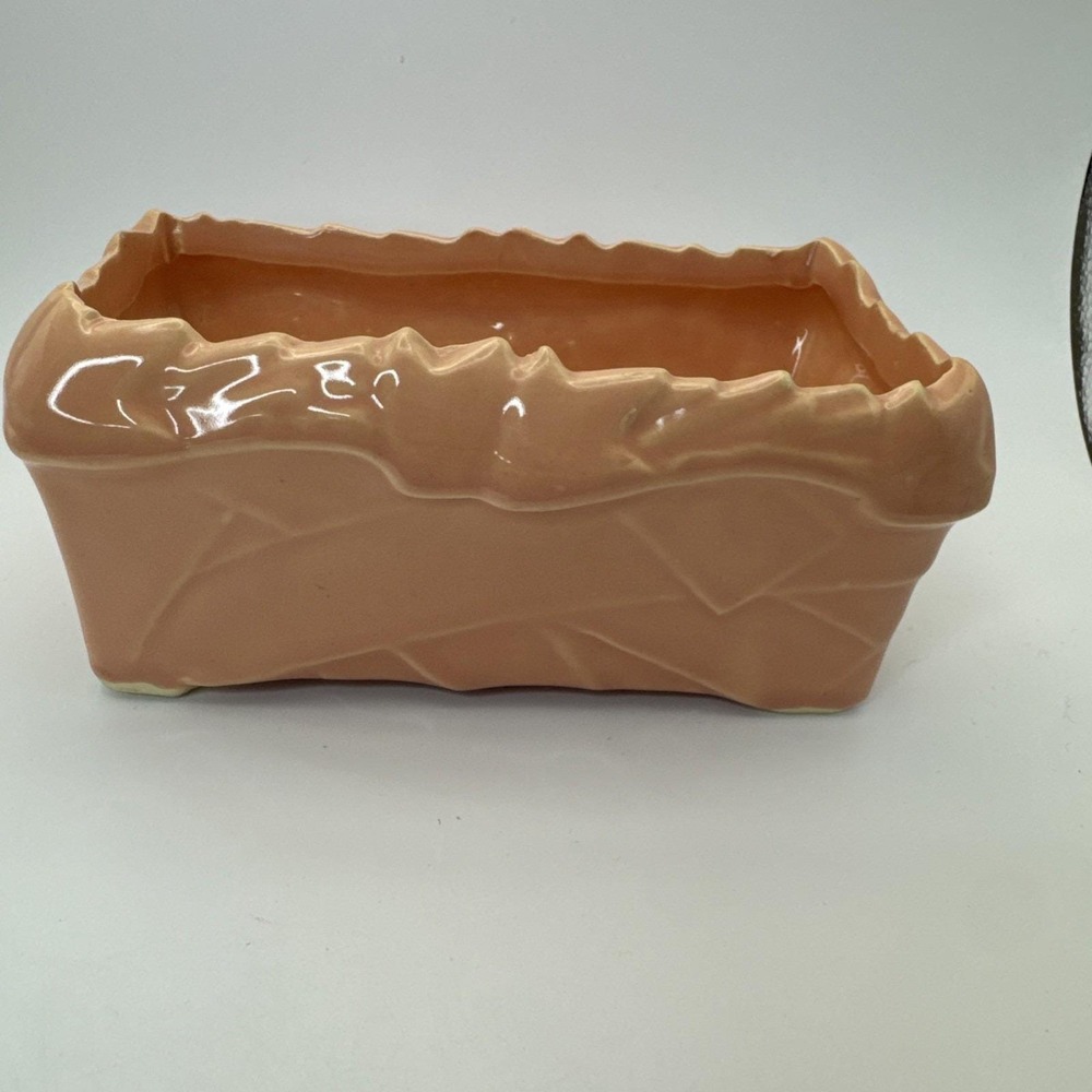 Vintage McCoy Peachy Pink‎ Ivy Strap Rectangular Pottery Planter